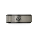 matching rings for partners – black & grey tungsten conductor baton wedding band