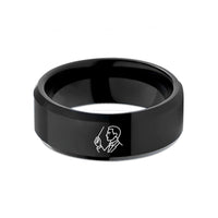 personalized couple present ideas – black tungsten conductor baton wedding band