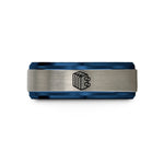 matching rings for partners – blue & gray tungsten fuel cell stack wedding band
