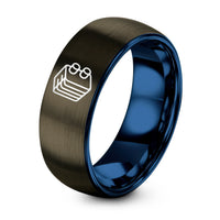 Christmas Gifts for Couples – gunmetal & blue tungsten fuel cell stack ring