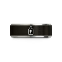 romantic presents for two – black & gray tungsten holy water bottle wedding band