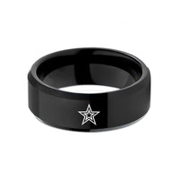 unique presents for couples – black tungsten star emblem wedding band