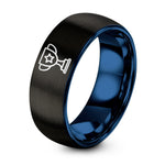 Christmas Gifts for Couples – black & blue tungsten trophy star ring