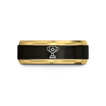 unique wedding bands – black & gold tungsten trophy star wedding band