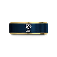 matching tungsten bands – gold & blue tungsten trophy star wedding band