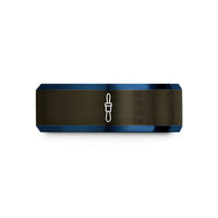 romantic presents for partners – gunmetal & blue tungsten banana plug wedding band