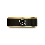 tungsten wedding ring men – black & gold tungsten graduation cap wedding band