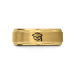 engraved couple ring ideas – gold tungsten graduation cap wedding band