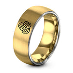 Christmas Gifts for Couples Unique – gold & grey tungsten hash browns ring