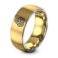 Christmas Gifts for Couples Unique – gold & grey tungsten hash browns ring