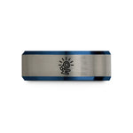 unique couple present ideas – black & blue & silver tungsten led dot wedding band
