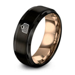 Christmas Gifts for Dad – black & rose gold tungsten tiramisu slice ring