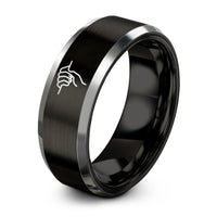 best presents for grandma – black & silver tungsten crimp hold ring