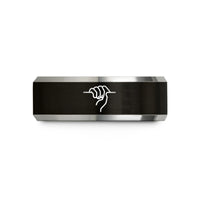 holiday presents for seniors – black & silver tungsten crimp hold wedding band