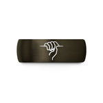 unique presents for elderly – gunmetal & black tungsten crimp hold wedding band