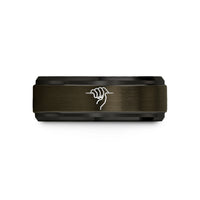 unique presents for elderly – gunmetal & black tungsten crimp hold wedding band
