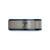 best presents for grandmothers – black & blue & gray tungsten double bit axe wedding band