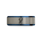 comfortable rings for elders – black & blue & grey tungsten scimitar crescent moon wedding band