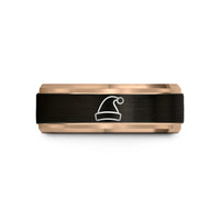 unique presents for mates – black & rose gold tungsten elf hat wedding band
