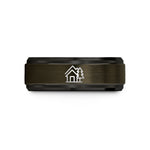 unique presents for pals – gunmetal & black tungsten mountain hut pine wedding band