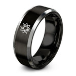 stylish rings for her – black & grey tungsten 10 pointed star ring