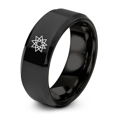 10 Pointed Star – Tungsten Wedding Band, 8 mm, Black Comfort-Fit Unisex