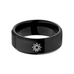 stylish rings for her – black tungsten 10 pointed star wedding band