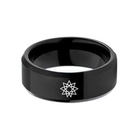 stylish rings for her – black tungsten 10 pointed star wedding band
