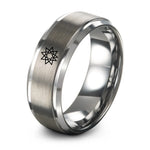 silver tungsten 10 pointed star ring
