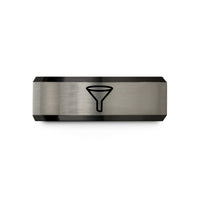 holiday presents for women – black & silver tungsten funnel wedding band