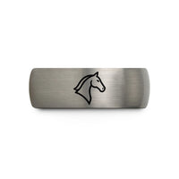 women's holiday present ideas – black & blue & grey tungsten horse wedding band