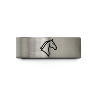 women's holiday present ideas – blue & gray tungsten horse wedding band