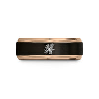 tungsten rings for women – black & rose gold tungsten spruce twig cone wedding band