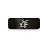 tungsten rings for women – black tungsten spruce twig cone wedding band
