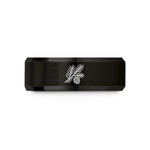 engraved rings for her – black tungsten spruce twig cone wedding band