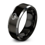 romantic presents for her – black & silver tungsten spiked collar padlock ring