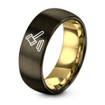 Christmas Gifts for Him – gunmetal & gold tungsten gavel ring