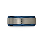 men’s tungsten wedding band – blue & gray tungsten laser pointer wedding band