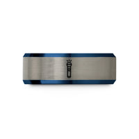 men’s tungsten wedding band – blue & gray tungsten laser pointer wedding band