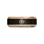 tungsten rings for men – black & rose gold tungsten latte art tulip wedding band