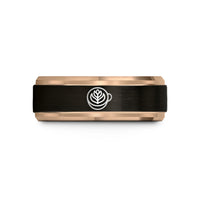 tungsten rings for men – black & rose gold tungsten latte art tulip wedding band