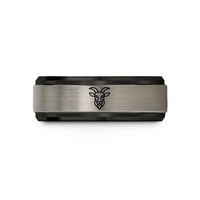unique presents for spouse – black & grey tungsten goat wedding band