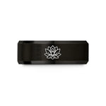 husband Christmas presents – black & rose gold tungsten lotus flower wedding band