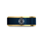 unique rings for men – gold & blue tungsten brazil flag wedding band