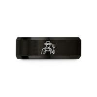 special presents for him – black tungsten farmer pitchfork wedding band