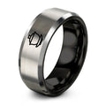 Gaiwan Cup – Tungsten Wedding Band, 8 mm, Black, Gray Comfort-Fit Unisex