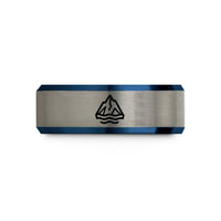 unique presents for men – black & blue & gray tungsten glacier icon wedding band