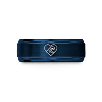 personalized couple present ideas – blue tungsten heart wave crest wedding band