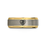 personalized couple present ideas – gold & blue & silver tungsten heart wave crest wedding band