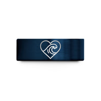 unique presents for couples – gold & blue tungsten heart wave crest wedding band